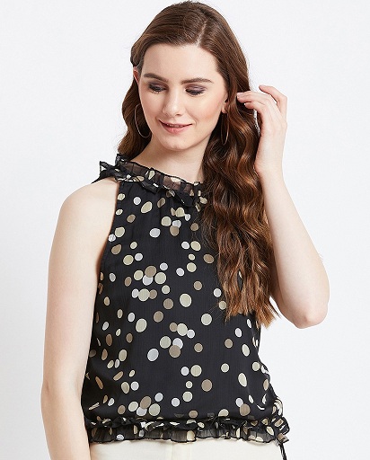 Polka Dot Αμάνικο Blouson Top