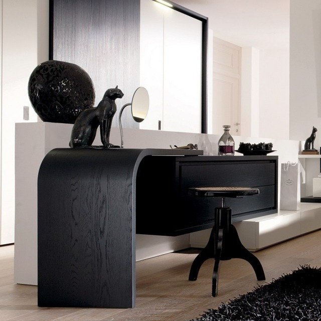 toalettbord idéer trä svart pall design Mioletto Hulsta