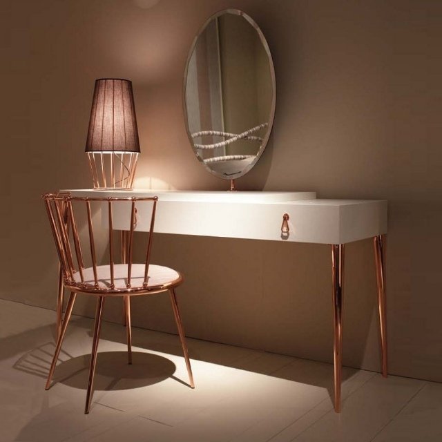 city ​​sminkbord kopparfötter vita spegel design cantori