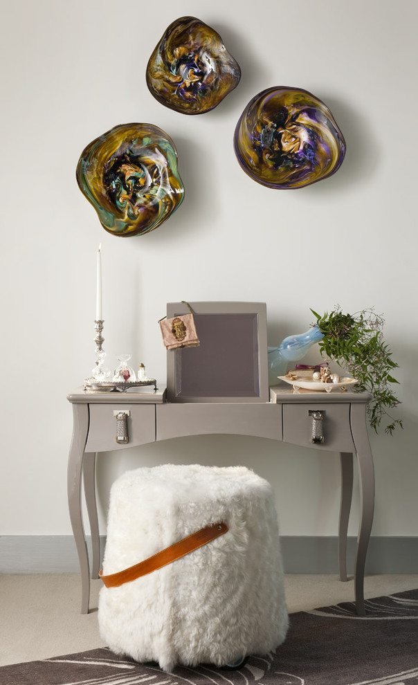 toalettbord sovrumsidéer modern design beige spegel Fendi Casa Home