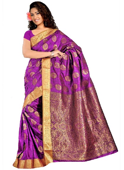 Το Purple Kanchipuram Silk Saree