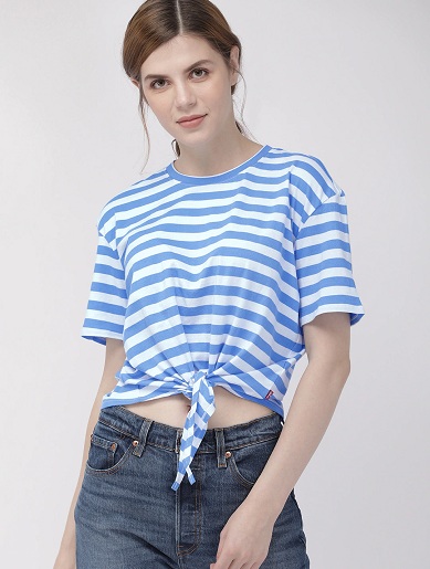 Levis Cotton Striped Crop Top