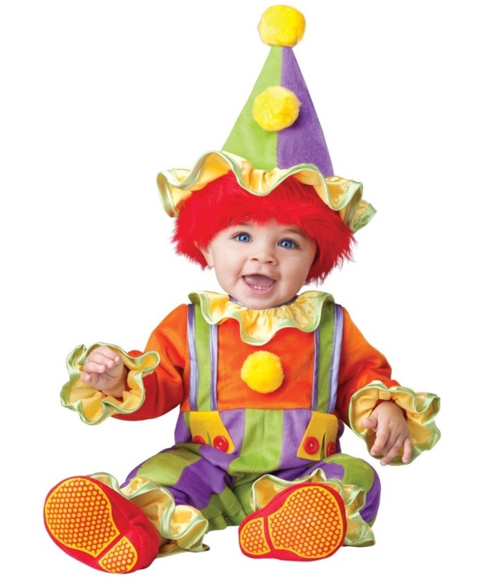 Karnevalskostymer-idéer-klassisk-clowndräkt-babytillbehör