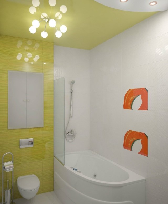 litet-badrum-möblering-hörn-badkar-grönt-kakel-tak-ljus