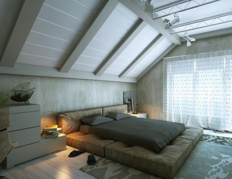 vardags-idéer-loft-sovrum-inredning-modern-industriell-stil-säng-golv
