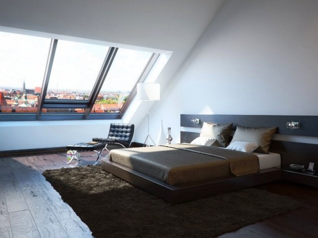 sovrum-loft-vit-målade-väggar-svart-möbler
