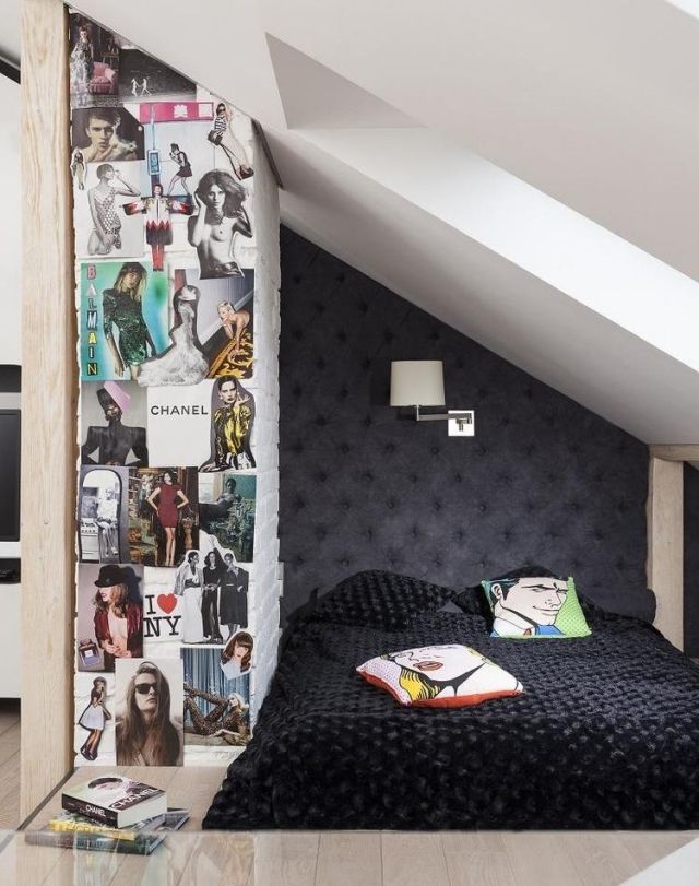 sovrum-loft-stoppad-vägg-sänggavel-säng