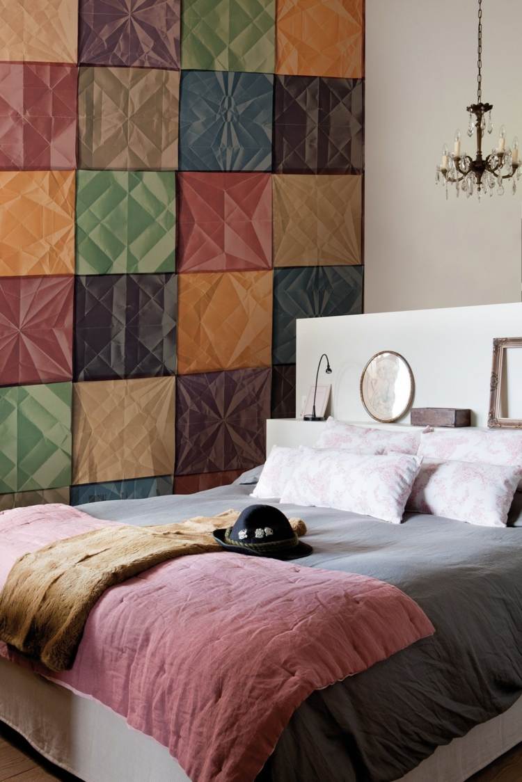 designer-tapeter-sovrum-origami-mönster-kvadrat-färgade-FÄRGLIG-Inkiostro-Bianco