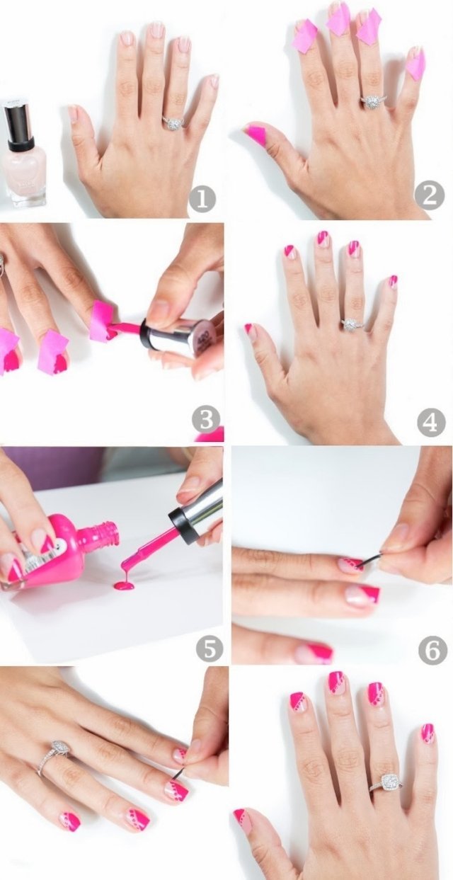 nageldesign-gör-det-själv-instruktioner-rosa-nagellack