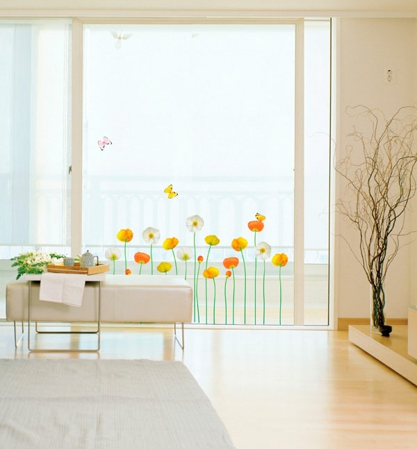 Fönster blommor dekoration idéer vardagsrum