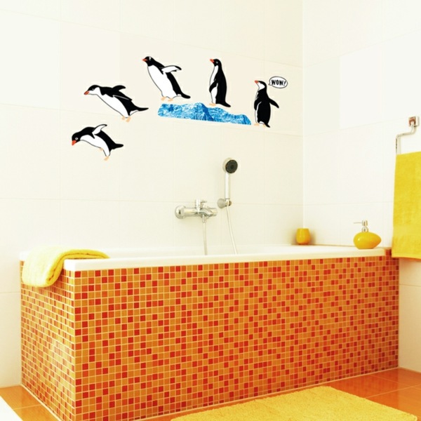 Dekorera väggdekal orange badkar