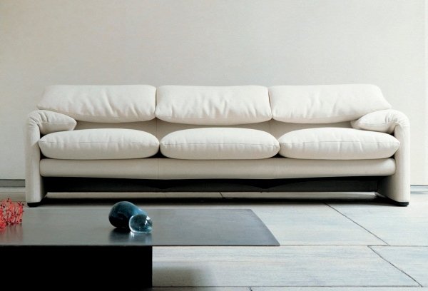 Läder soffa kudde säte design-Vico Magistretti-vit maralunga-cassina