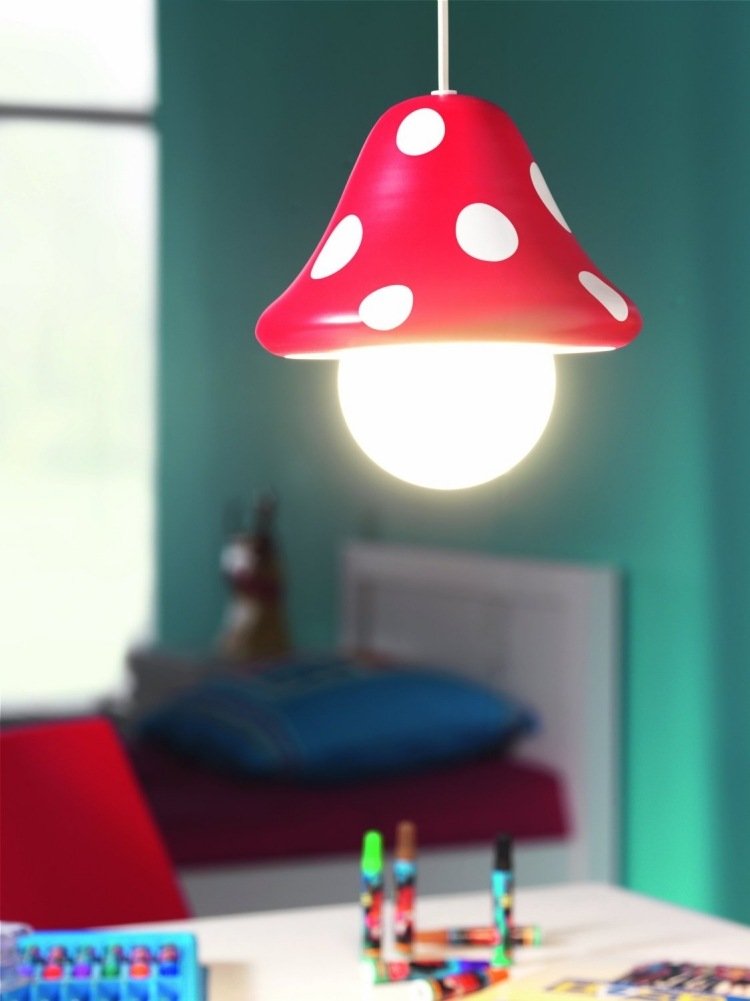 kreativa barnlampor Philips-svamp-röd-vit taklampa