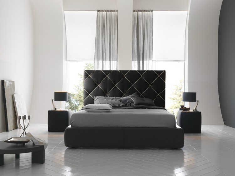 moderna sängar-sovrum-svart-klädsel-DUBAI-Bolzan-Letti