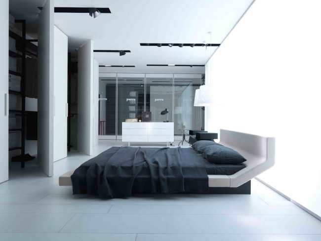 porro moderna sängar sovrum vitt svart