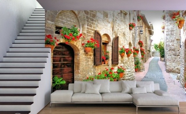 Gatuhus väggdekoration väggmålning italiensk stil