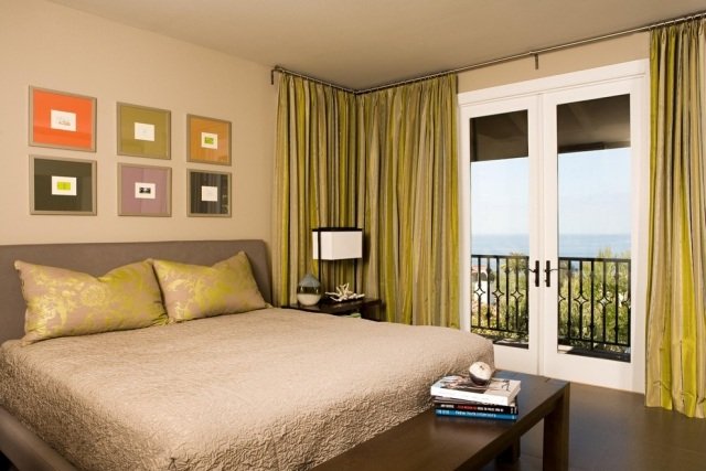 solskydd ogenomskinlig gardiner-gul sovrum fönster design