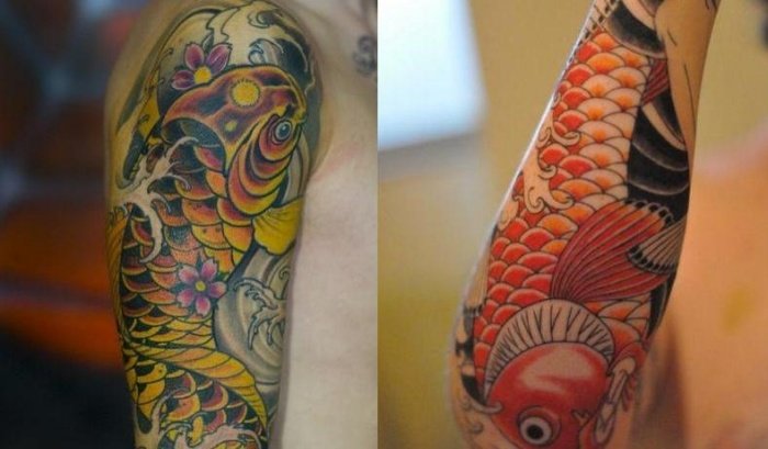 koi-fisk-representationer-tatuering-mallar-underarm-överarm-synliga-skalor