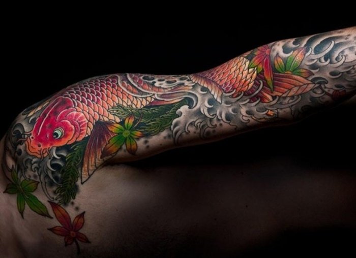 Koi-tatuering-arm-ärm-design-för-män-och-kvinnor-mallar