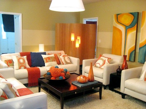 höst dekor vardagsrum orange vaser dekorativa bollar