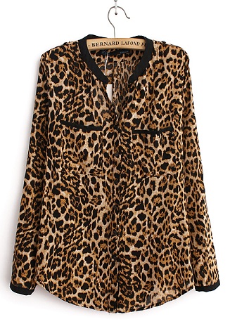 Leopardikuvioinen naisten rento paita