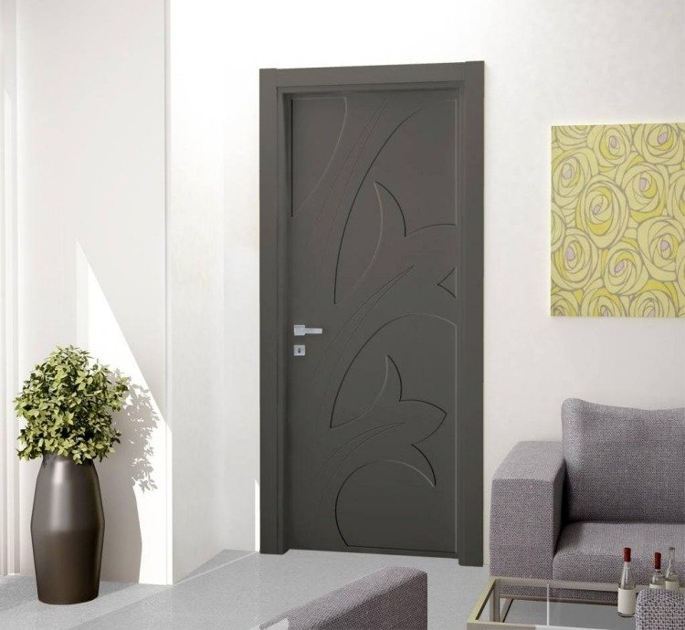 moderna innerdörrar bertolotto-design-natura-serien-svart-blommamotiv