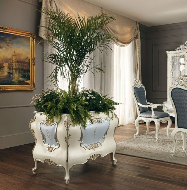designervaser och blomkrukor klassiskt trä dekorerat Modenese Gastone -gruppen