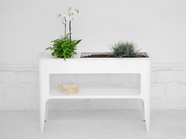 designervaser och blomkrukor alu vita konsolbord BABYLONE Compagnie