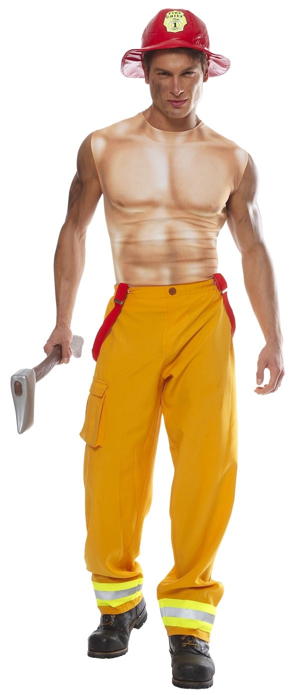 Idéer sexiga män kostym fitness kropp sex pack brandman cool