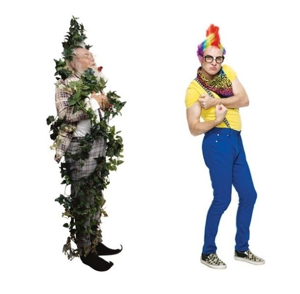 Trädgårdsnomekostym rolig hipster Klaun idéer hårfrisyr karneval