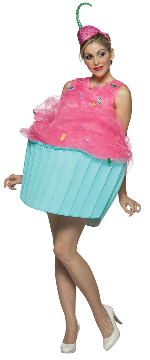 Damer kostym rosa blå cupcake karneval kvinnor ideen förklädnad