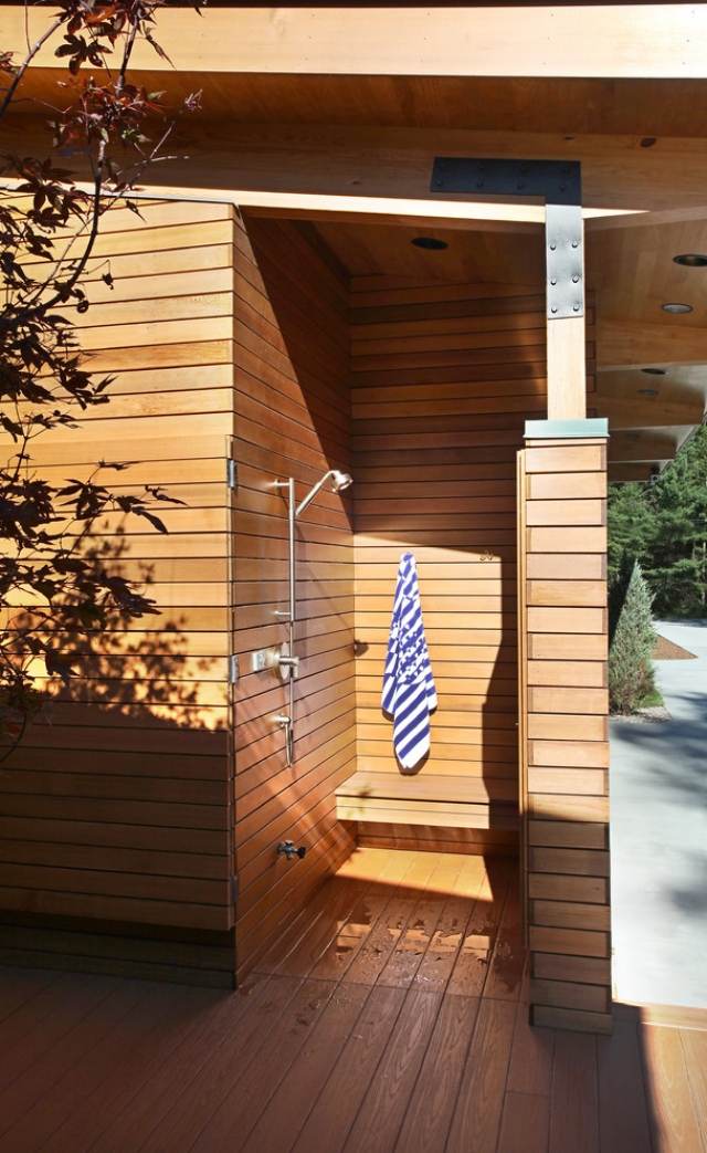 Träbeklädnad idéer för trädgård dusch-rostfritt stål walk-in dusch huvud idéer design