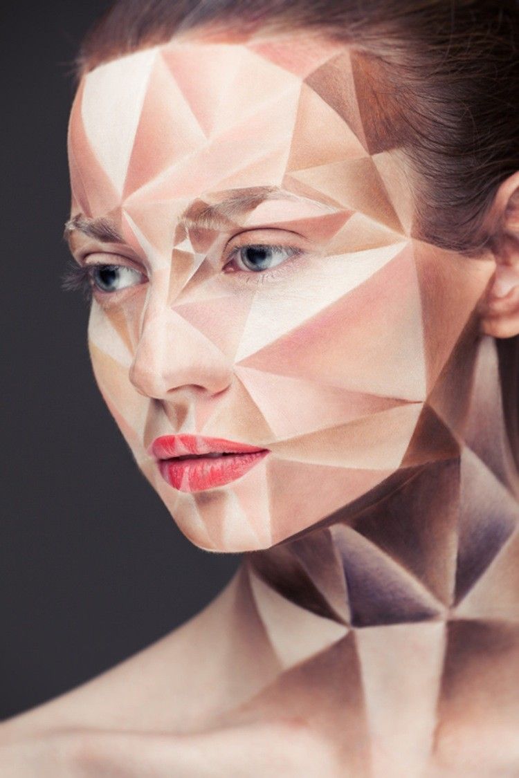 smink-tips-karneval-idéer-facetterade-bild-skapa-3d-effekter