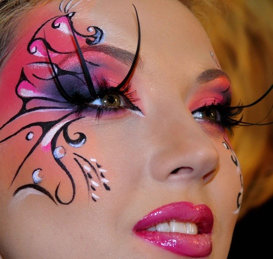 Makeup-tips Mardi Gras faux ögonfransar rosa färger