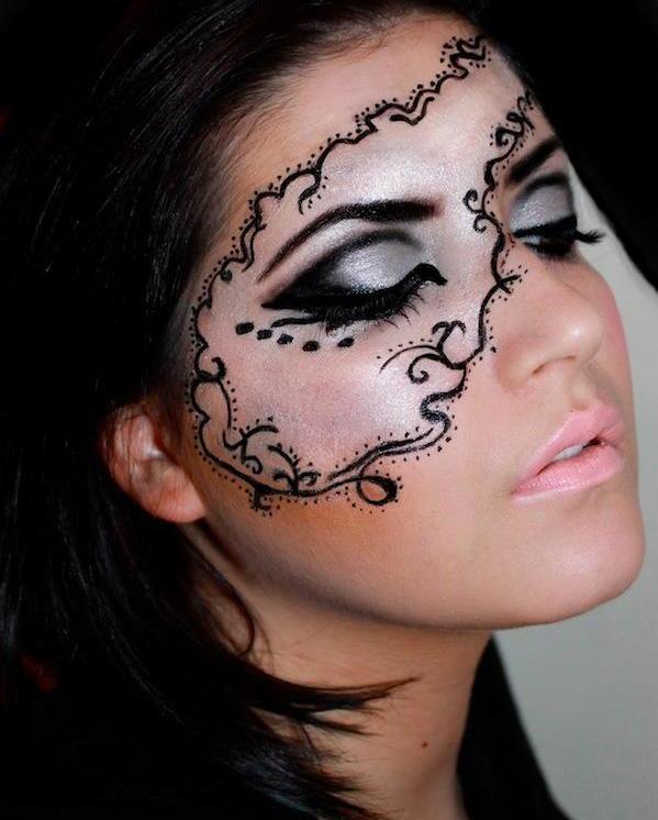 Makeup tips Mardi Gras mask rita svart kontur