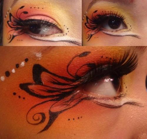 Makeup-tips Mardi Gras fjärilsidéer svarta konturer