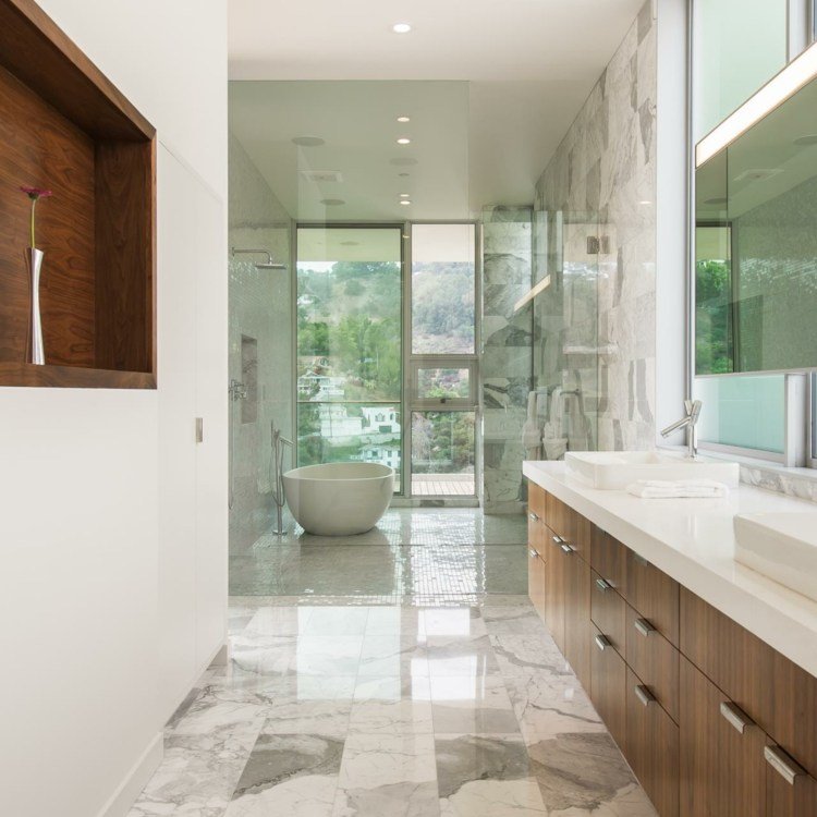 levande-idéer-för-badrum-kakel-marmor-tvätt-konsol-hylla-vägg-trä