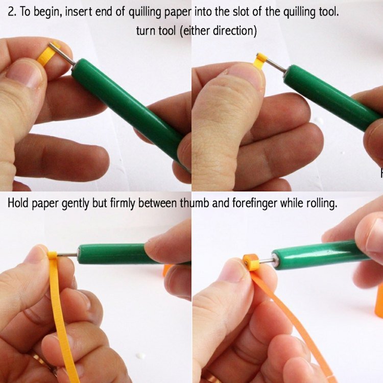 Craft idéer pappersinstruktioner rulle remsor gult verktyg