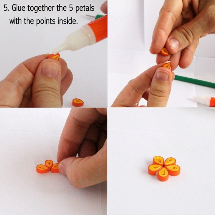 hantverk idéer papper blomma instruktioner gul orange enkelt lim