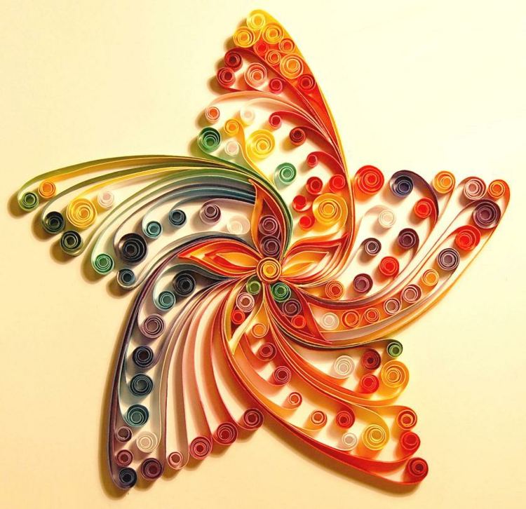 Craft idéer papper sjöstjärna regnbåge färgglada färger spiralform
