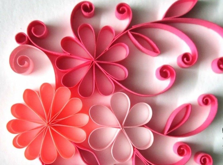 hantverk idéer papper rosa nyanser romantiska blommor bild vintage