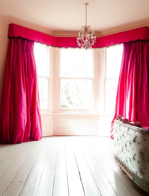 Oval rums-tyg process-gardin iögonfallande-rosa
