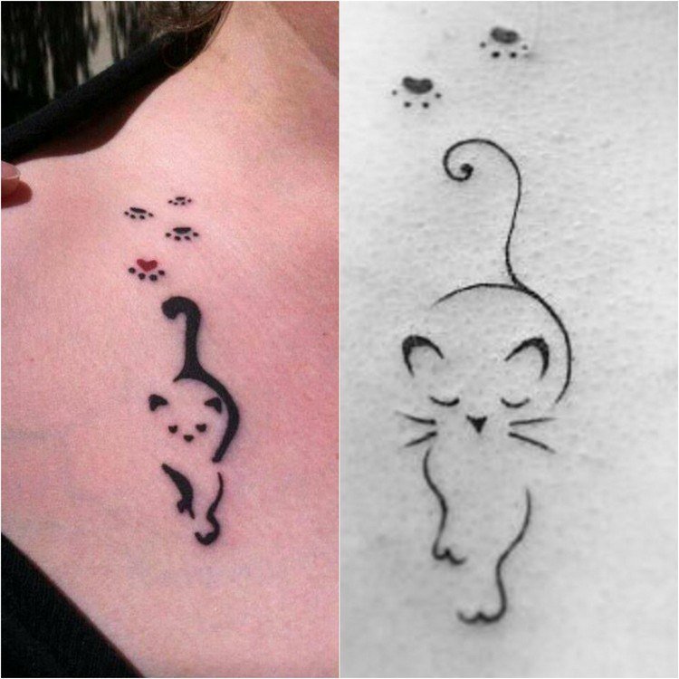 Katt-tatuering-idéer-enkel-kontur-tass-nyckelben