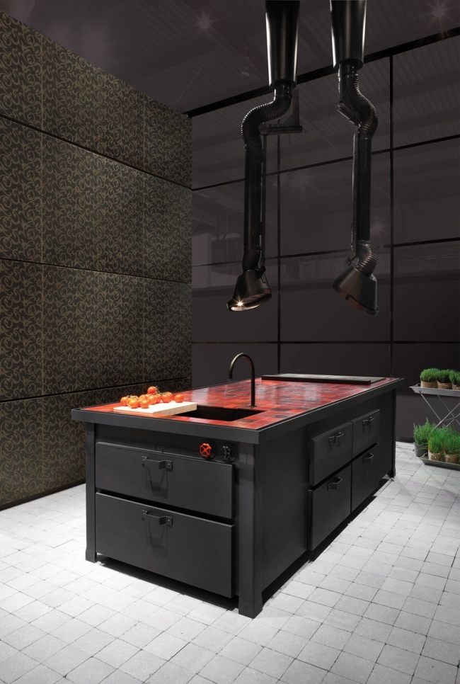 Modern Design Mina 'Top-Cocciopesto funktionellt kök fristående rostfritt stål