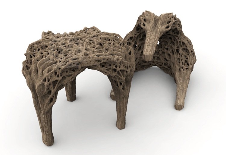 3d-tryckning-möbler-design-pall-trä-struktur-grönsak