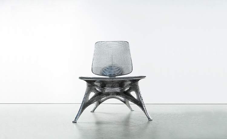 3D -utskrift möbel design aluminium stol gradient