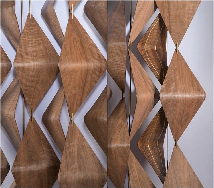 3d träelement valnöt diamant design