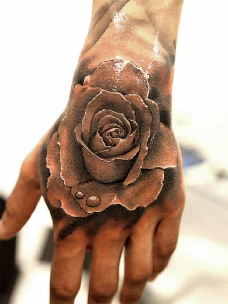 3d tatuering original-stimulering-ros-realistisk-hand-design