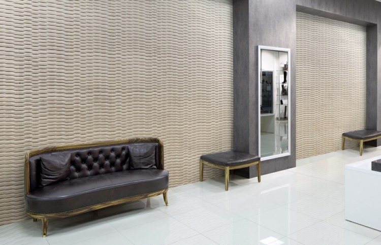 3D väggdesign med sten beige-dekorativa-idé-kakel-soffa-rilievo