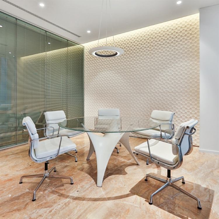 3D-vägg-design-sten-kontorsutrymme-natursten-platta-vägg-kreativ-indirekt-takbelysning